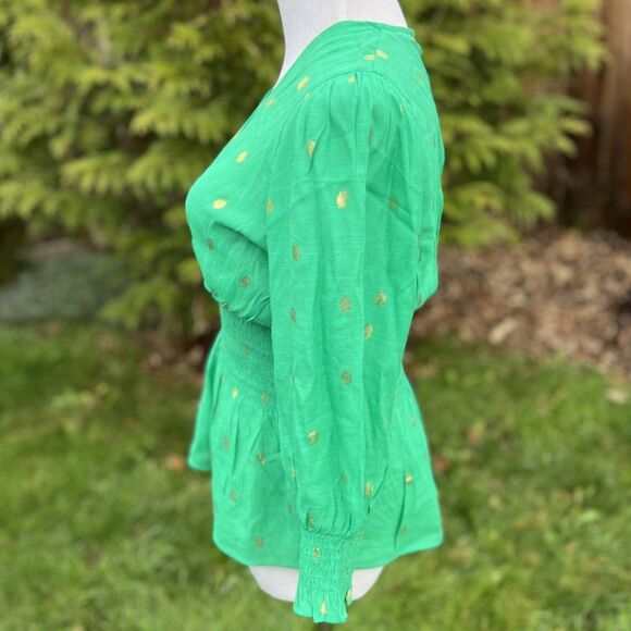 Harve Bernard Palm Green Blouse with Gold Foil – Size Small – NWT - Picture 5 of 10